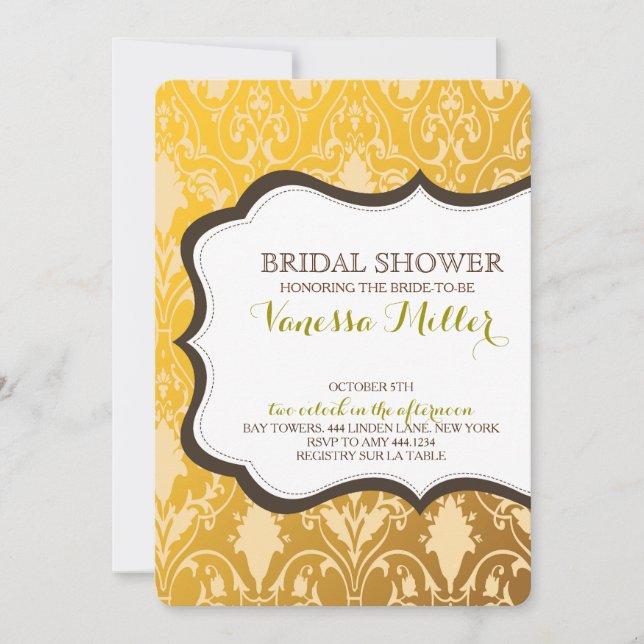 Gold Floral Fête des mariées Invitations d'anniver (Devant)