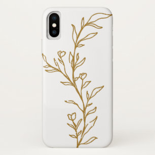 Gold Floral Stem Line Dessin iPhone / coque ipad
