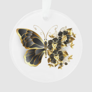 Gold flower Butterfly with Black Orchid