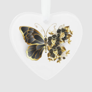 Gold flower Butterfly with Black Orchid