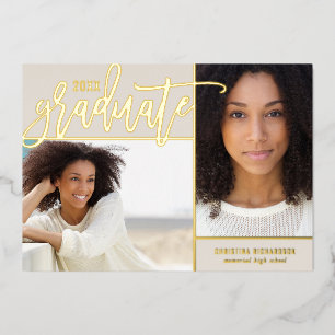 Gold Foil 2 Faire-part de graduation photo