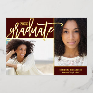 Gold Foil 2 Faire-part de graduation photo