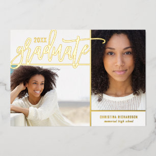 Gold Foil 2 Faire-part de graduation photo