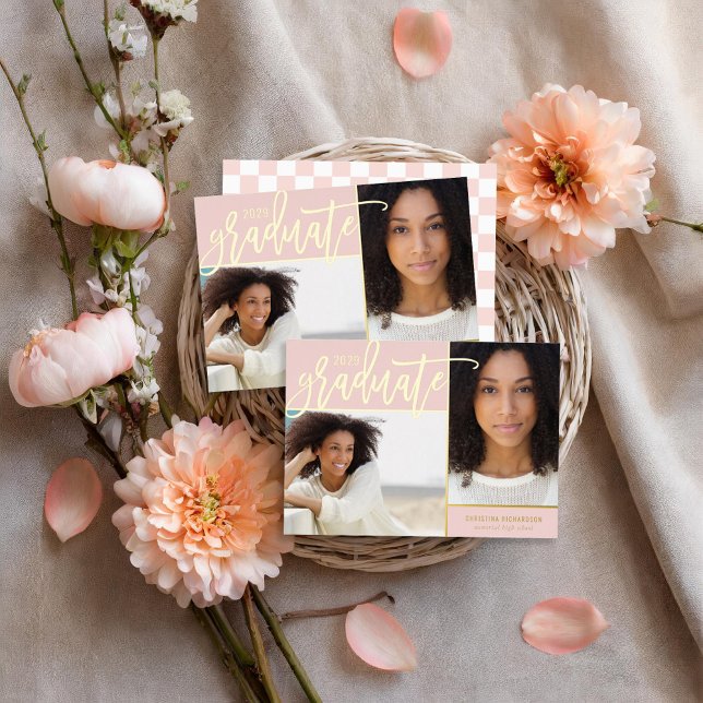 Gold Foil 2 Faire-part de graduation photo (Créateur téléchargé)