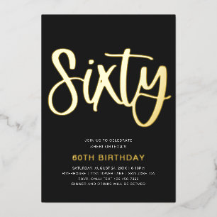 Gold Foil 60e anniversaire Invitation   60e huile