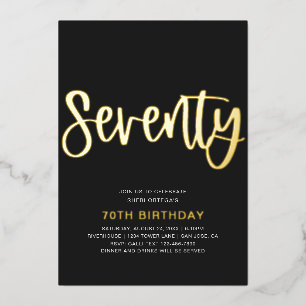 Gold Foil 70e anniversaire Invitation   Seventies