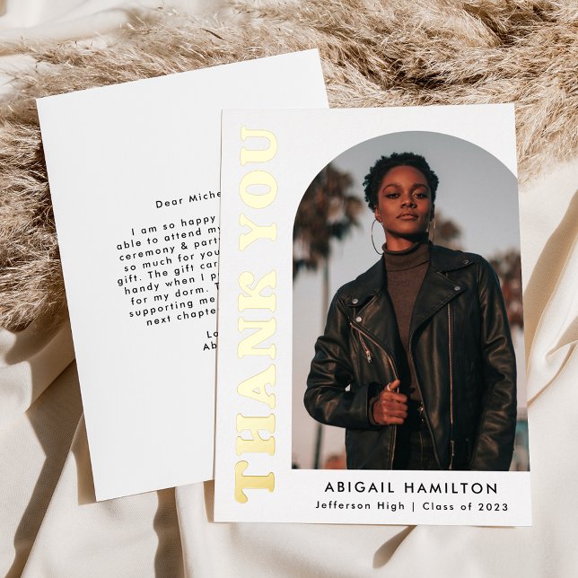 Gold Foil Arch Carte de remerciements de graduatio (Créateur téléchargé)