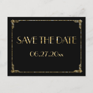 Gold Foil Art Déco Enregistrer la date Cartes post
