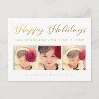 Gold Foil Baby 1ère photo de Noël Carte postale
