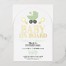 Gold Foil Baby à bord Douche Invitation Invitation