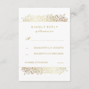 Gold Foil Baby's Breath Floral Wedding Cartes RSVP