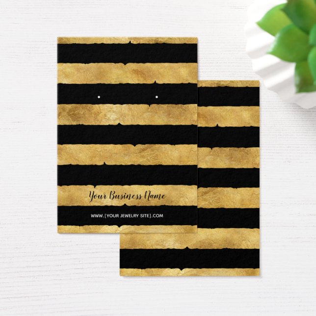 Gold Foil Black Stripes Earring Cartes d'affichage (Bureau)