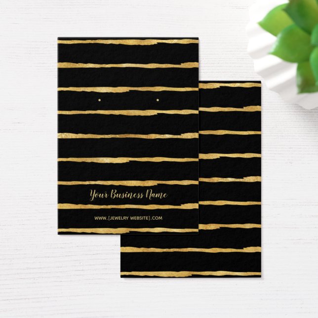 Gold Foil Black Stripes Earring Cartes d'affichage (Bureau)