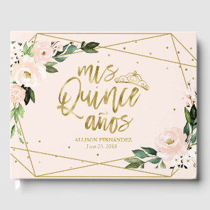 Gold Foil Blush Rose Floral Quinceanera Livre d'or