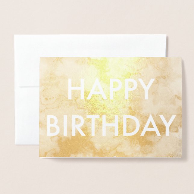 Gold Foil Bonne carte d'anniversaire (Devant avec enveloppe)