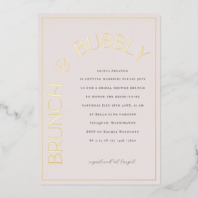 Gold Foil Brunch & Bubbly Bridal Shower Invitation (Recto)