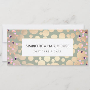 Gold Foil Circles Confetti Certificat Cadeau Sage