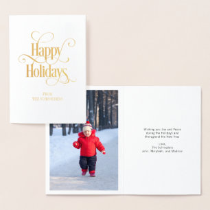 Gold Foil Classic Happy Holidays Carte de voeux