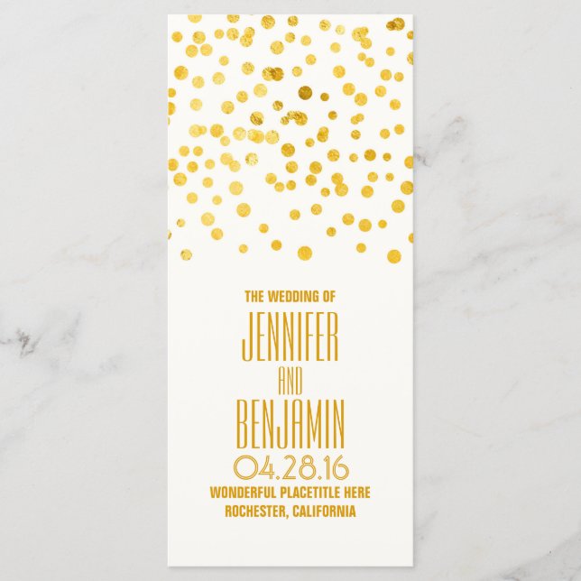 Gold Foil Confetti Programmes de mariage (Devant)