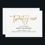 Gold Foil Effet Invitation 21e anniversaire<br><div class="desc">Cette invitation de fête de 21e anniversaire présente un texte "vingt et un" en feuille d'or accrocheur. Veuillez noter que la feuille d'or n'est qu'une texture, pas une vraie feuille. Pour une personnalisation plus avancée de cette conception, par exemple la modification de la disposition, de la police ou de la...</div>