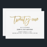 Gold Foil Effet Invitation 21e anniversaire<br><div class="desc">Cette invitation de fête de 21e anniversaire présente un texte "vingt et un" en feuille d'or accrocheur. Veuillez noter que la feuille d'or n'est qu'une texture, pas une vraie feuille. Pour une personnalisation plus avancée de cette conception, par exemple la modification de la disposition, de la police ou de la...</div>