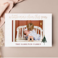 Gold Foil Elegant New Baby Photo Carte de Noël