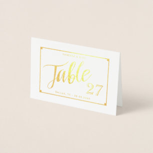 Gold Foil Elegant Numéro de table Carte de tente
