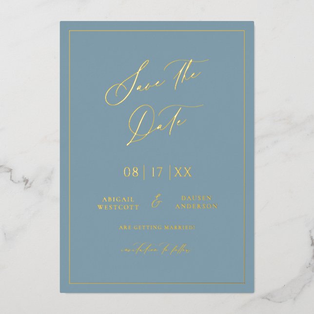 Gold Foil Enregistrer la date Modern Invitation Ca (Recto)