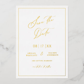 Gold Foil Enregistrer la date Modern Invitation Ca