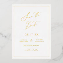 Gold Foil Enregistrer la date Modern Invitation Ca