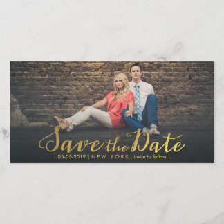 Gold Foil Enregistrer la date Overlay Cartes photo