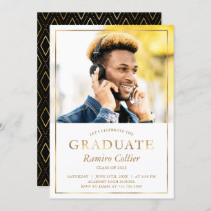 Gold Foil Graduate Photo Faire-part