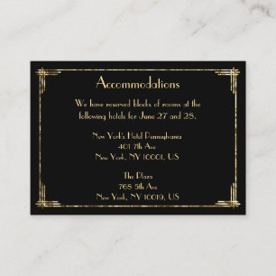 Gold Foil Great Gatsby Mariage Cartes d'hébergemen