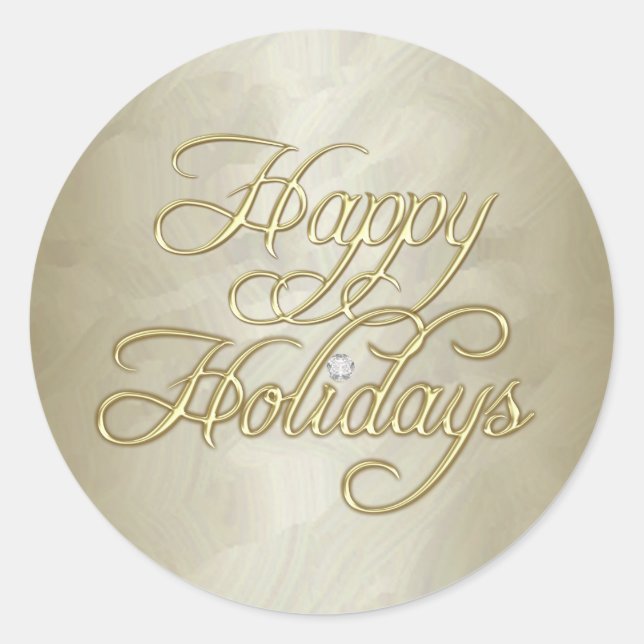 Gold Foil Happy Holidays Diamond Sticker (Devant)