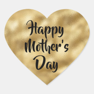 Gold Foil Happy Mère's Day Heart Sticker