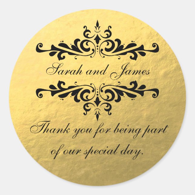 Gold Foil look mariage Favor Merci Étiquette (Devant)