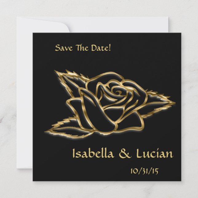 Gold Foil Look Rose Élégant Goth Invitations (Devant)