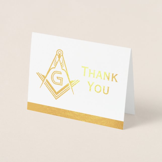 Gold Foil Masonic Merci Cartes | Note de freemason (Devant)