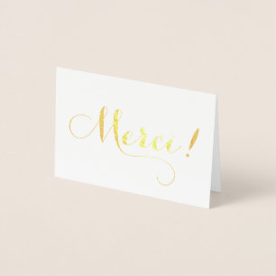 Gold Foil MERCI Calligraphie Carte de remerciement