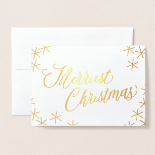 Gold Foil Merriest Christmas Stars Carte de voeux