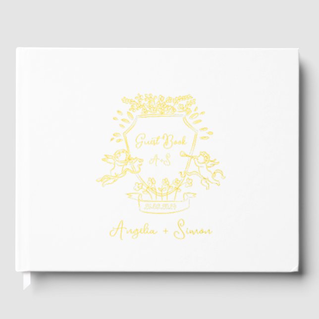 Gold Foil Monogramme Mariage noir Livre d'or (Recto)
