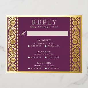 Gold Foil Multi Événement Floral Wedding Carte RSV