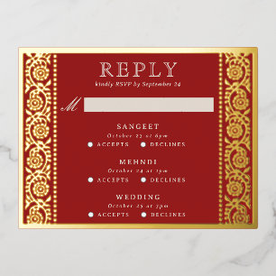 Gold Foil Multi Événement Floral Wedding Carte RSV