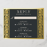 Gold Foil Multi Événement Floral Wedding Carte RSV