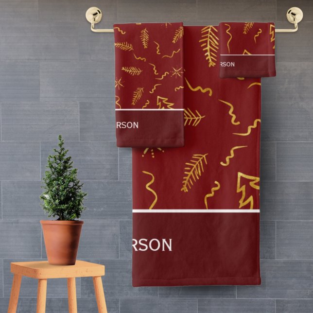 Gold Foil Noël Arbre Motif Red Holiday (Créateur téléchargé)