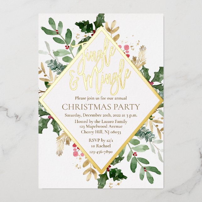 Gold Foil Noël Fête Invitation (Recto)