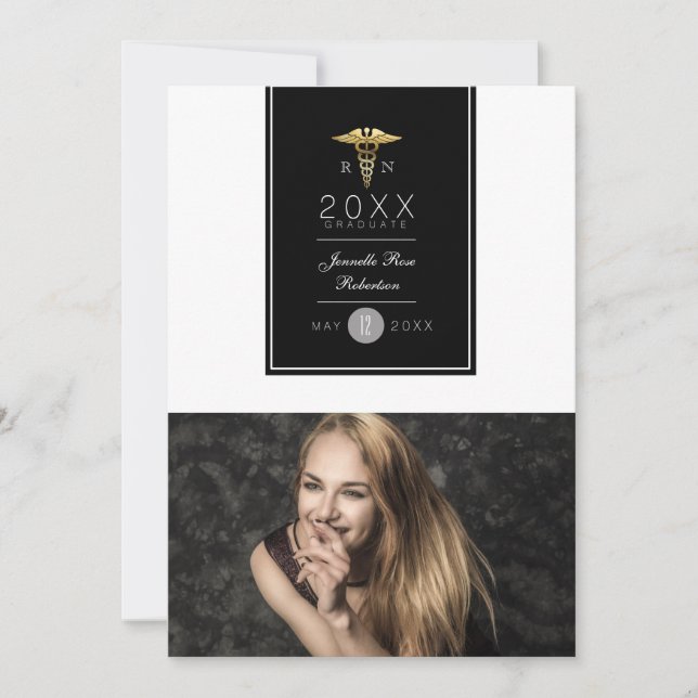 Gold Foil Nursing Graduation Party | FAIRE-PART (Devant)