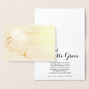 Gold Foil personnalisable photo baptême invitation
