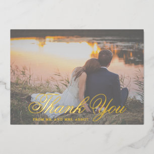 Gold Foil Photo Carte de remerciements de mariage 