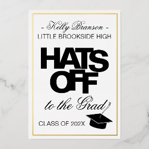Gold Foil Photo Faire-part de graduation Casquette